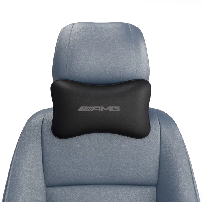 Подушки под шею Подушка под шею черная с вышивкой AMG (Темно-серая)